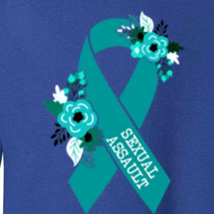 Sexual Assault Awareness Floral Teal Ribbon Awareness Gift Funny Gift Toddler Sweatshirt