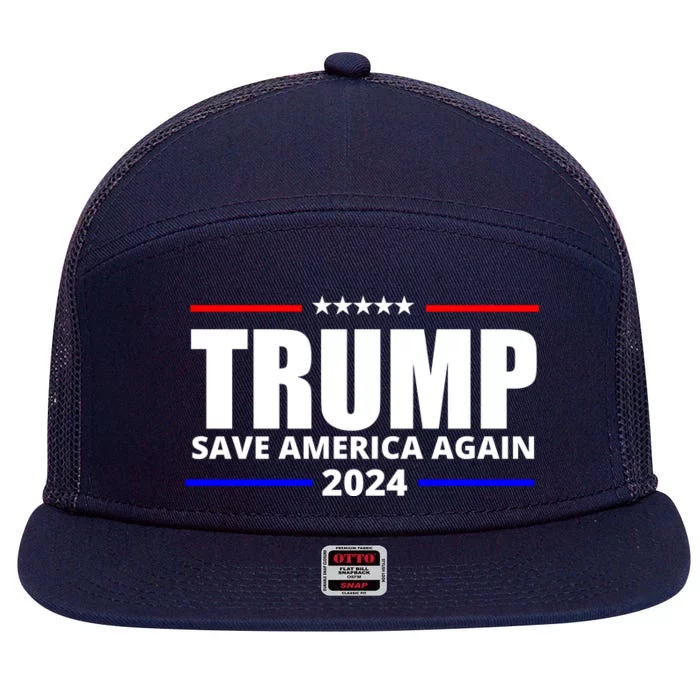 Save America Again Trump 2024 Political 7 Panel Mesh Trucker Snapback Hat