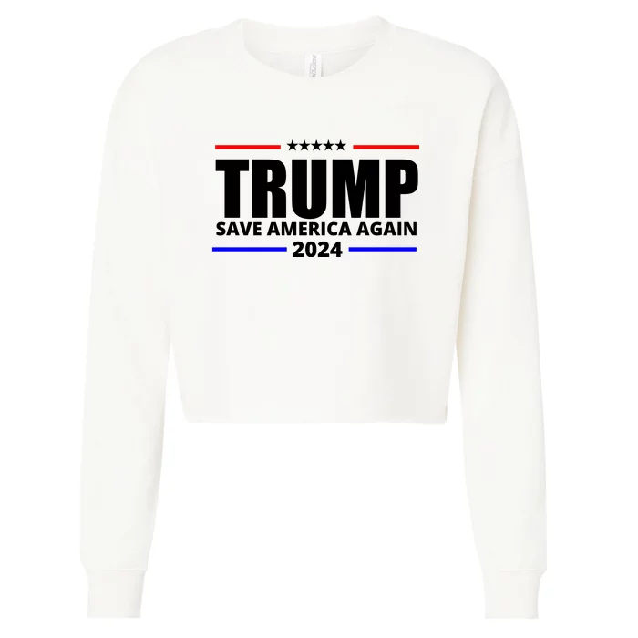 Save America Again Trump 2024 Political Cropped Pullover Crew