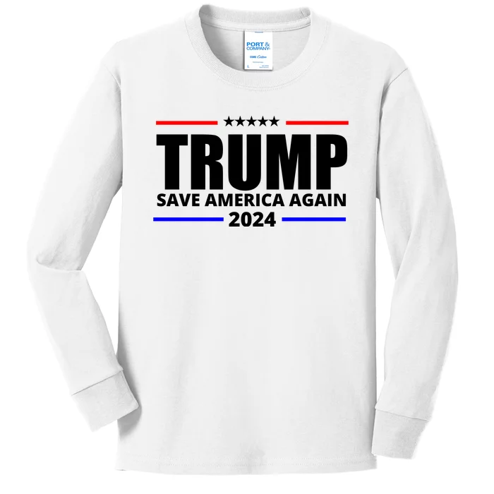 Save America Again Trump 2024 Political Kids Long Sleeve Shirt