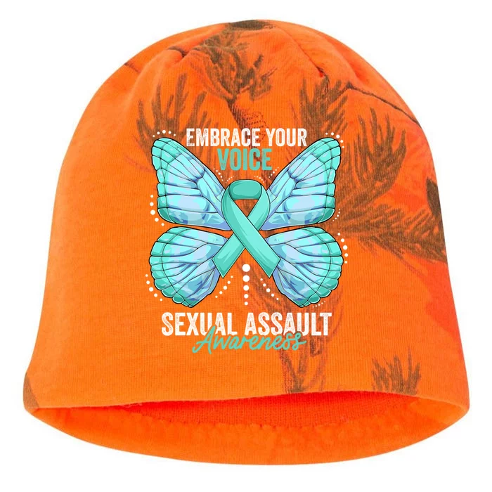 Sexual Assault Awareness Month Butterfly Teal Ribbon Gift Kati - Camo Knit Beanie