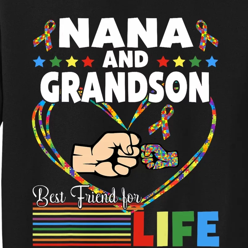 Supportive Autism Awareness Nana And Grandson Tall Sweatshirt