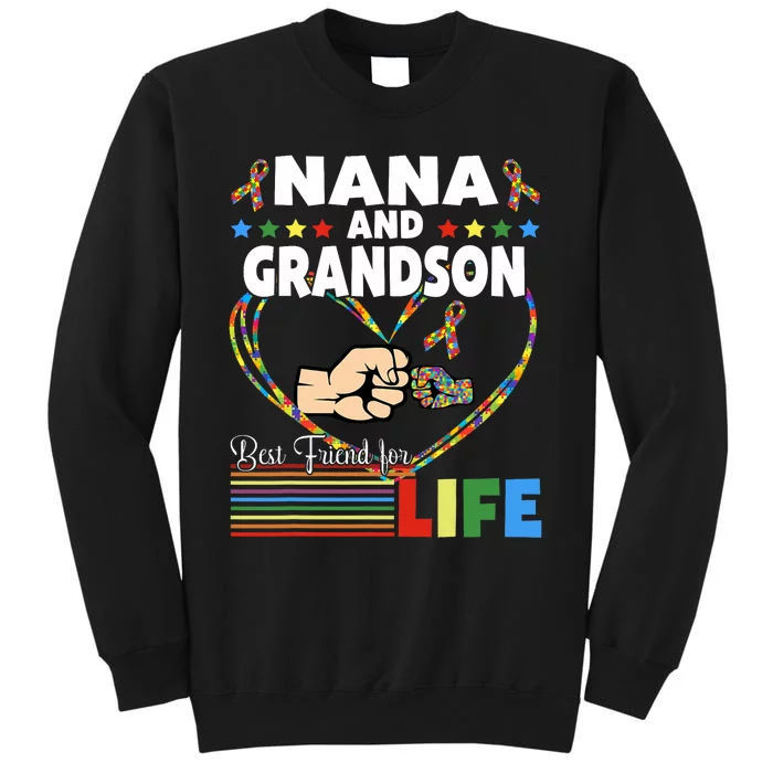 Supportive Autism Awareness Nana And Grandson Tall Sweatshirt