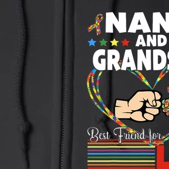 Supportive Autism Awareness Nana And Grandson Full Zip Hoodie