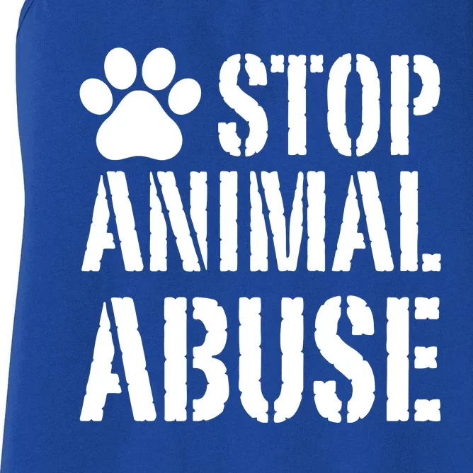 Stop Animal Abuse Stop Violence Against Animal Women's Racerback Tank