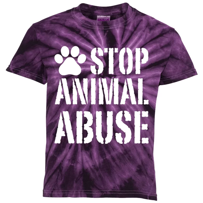 Stop Animal Abuse Stop Violence Against Animal Kids Tie-Dye T-Shirt