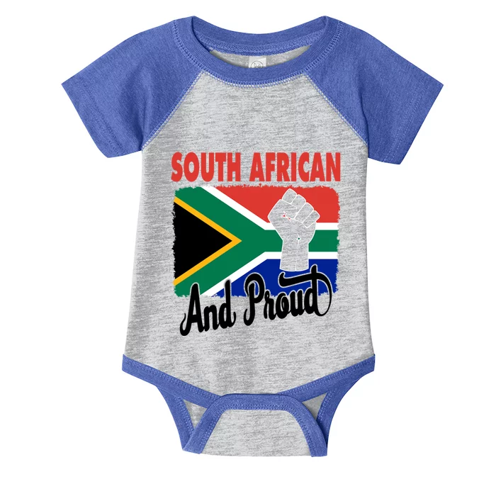 South African And Proud Love South Africa Flag Infant Baby Jersey Bodysuit