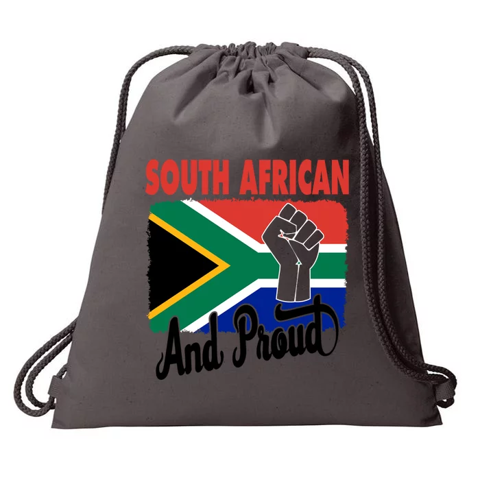 South African And Proud Love South Africa Flag Drawstring Bag