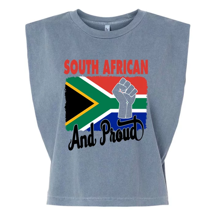 South African And Proud Love South Africa Flag Garment-Dyed Women's Muscle Tee