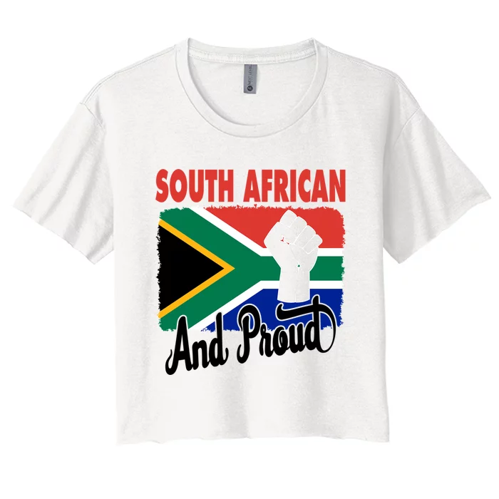 South African And Proud Love South Africa Flag Women's Crop Top Tee