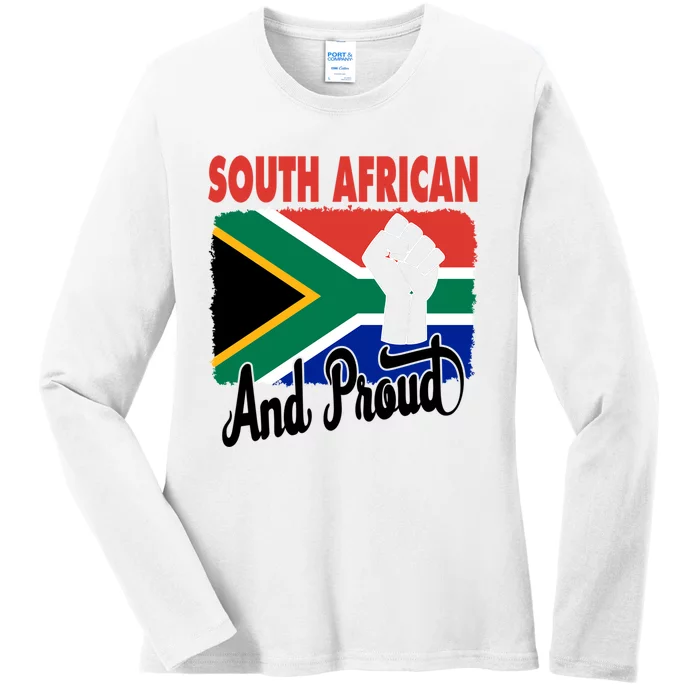 South African And Proud Love South Africa Flag Ladies Long Sleeve Shirt