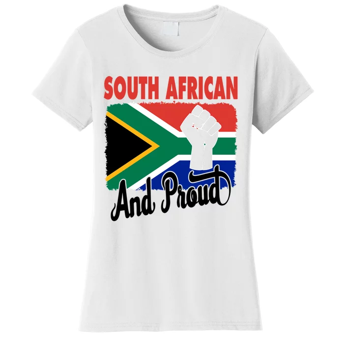 South African And Proud Love South Africa Flag Women's T-Shirt