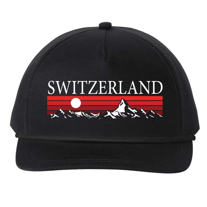 Swiss Alps And Red Sunset Switzerland Mountains Snapback Five-Panel Rope Hat