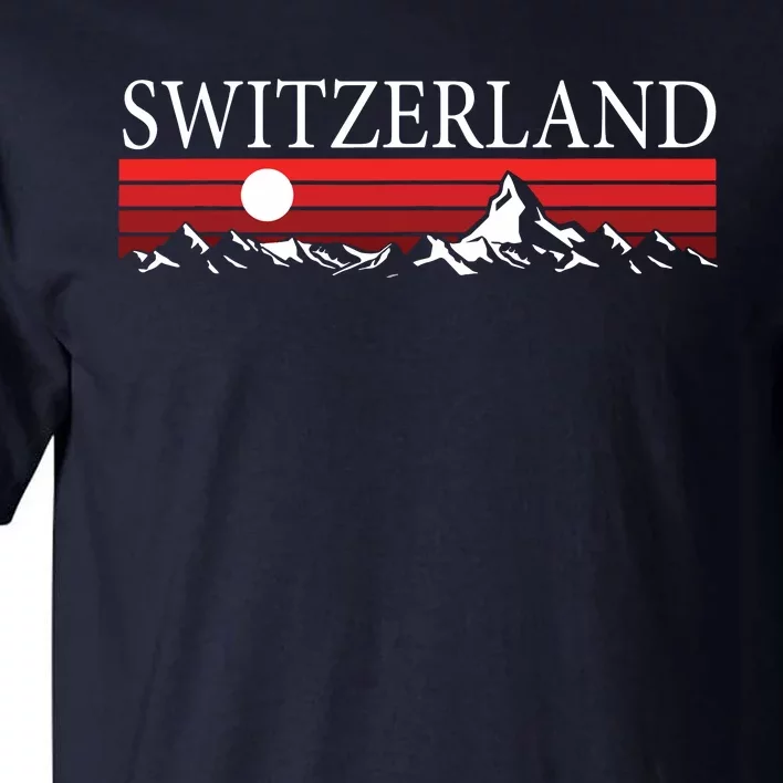 Swiss Alps And Red Sunset Switzerland Mountains Tall T-Shirt