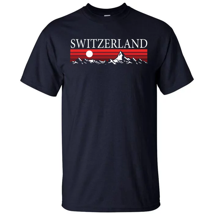 Swiss Alps And Red Sunset Switzerland Mountains Tall T-Shirt