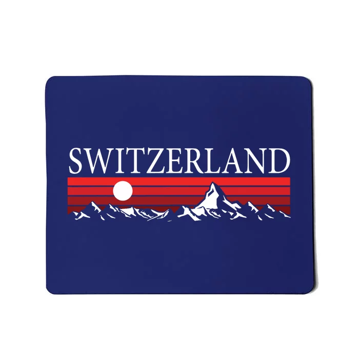 Swiss Alps And Red Sunset Switzerland Mountains Mousepad