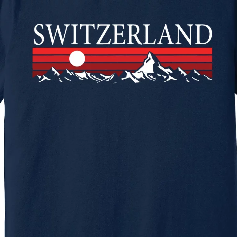 Swiss Alps And Red Sunset Switzerland Mountains Premium T-Shirt