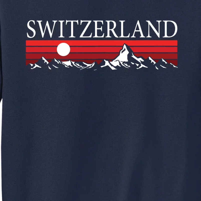 Swiss Alps And Red Sunset Switzerland Mountains Tall Sweatshirt