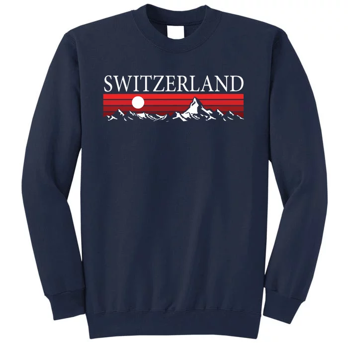 Swiss Alps And Red Sunset Switzerland Mountains Tall Sweatshirt