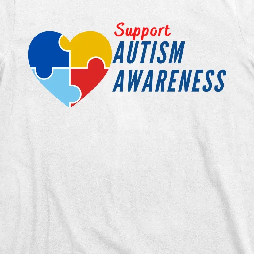 Support Autism Awareness Puzzle Heart T-Shirt