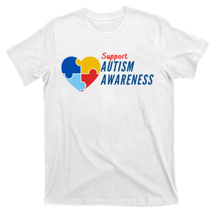 Support Autism Awareness Puzzle Heart T-Shirt