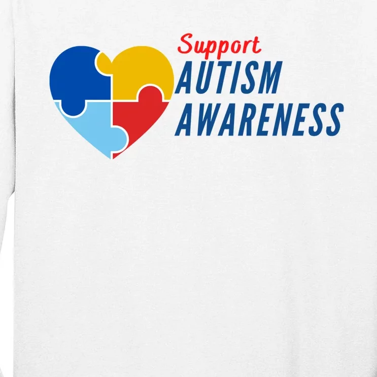 Support Autism Awareness Puzzle Heart Tall Long Sleeve T-Shirt