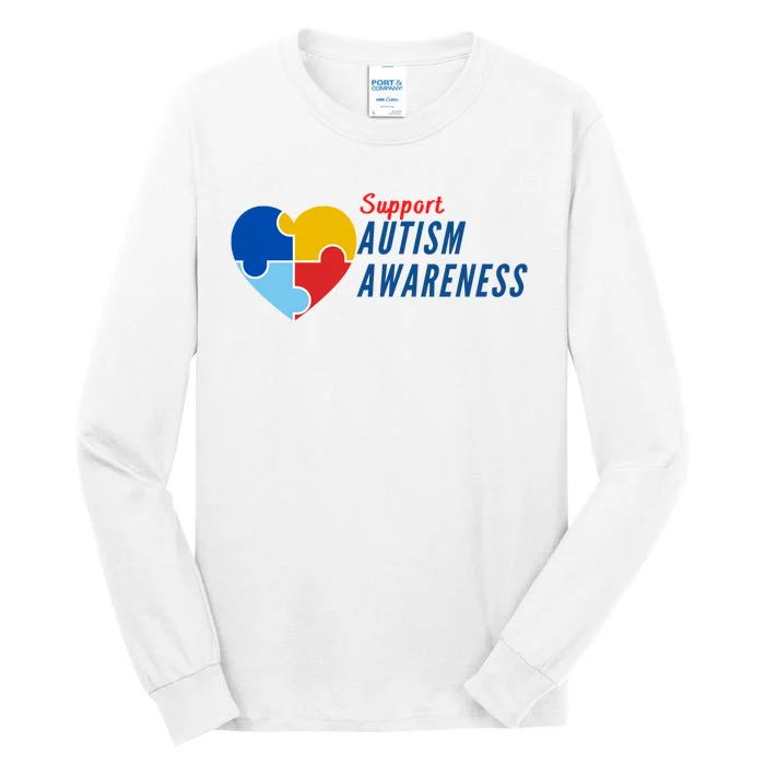 Support Autism Awareness Puzzle Heart Tall Long Sleeve T-Shirt