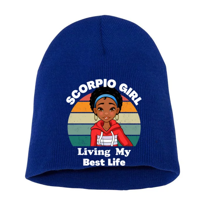 Scorpio African American Melanin Black November Zodiac Gift Short Acrylic Beanie