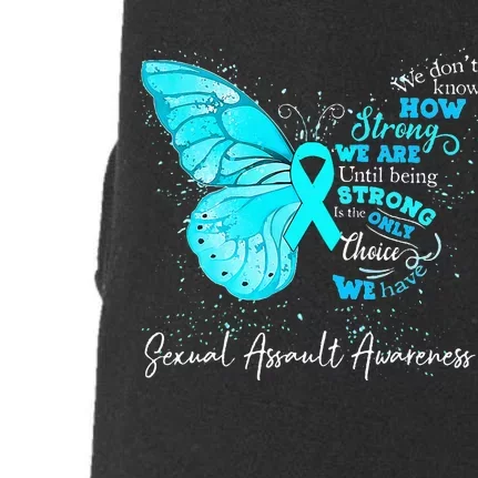 Sexual Assault Awareness Teal Ribbon Butterfly Doggie 3-End Fleece Hoodie