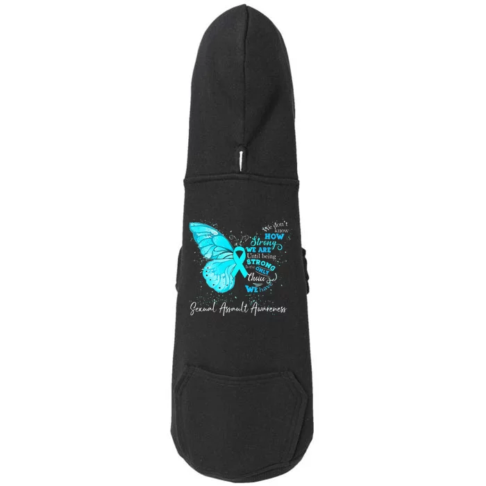 Sexual Assault Awareness Teal Ribbon Butterfly Doggie 3-End Fleece Hoodie