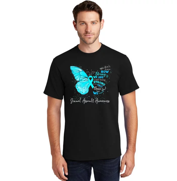 Sexual Assault Awareness Teal Ribbon Butterfly Tall T-Shirt