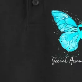 Sexual Assault Awareness Teal Ribbon Butterfly Dry Zone Grid Performance Polo