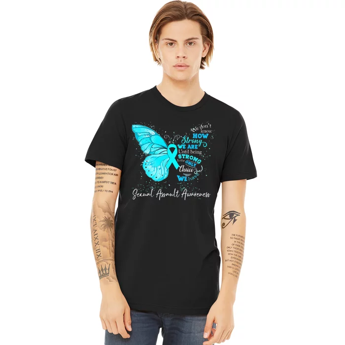 Sexual Assault Awareness Teal Ribbon Butterfly Premium T-Shirt