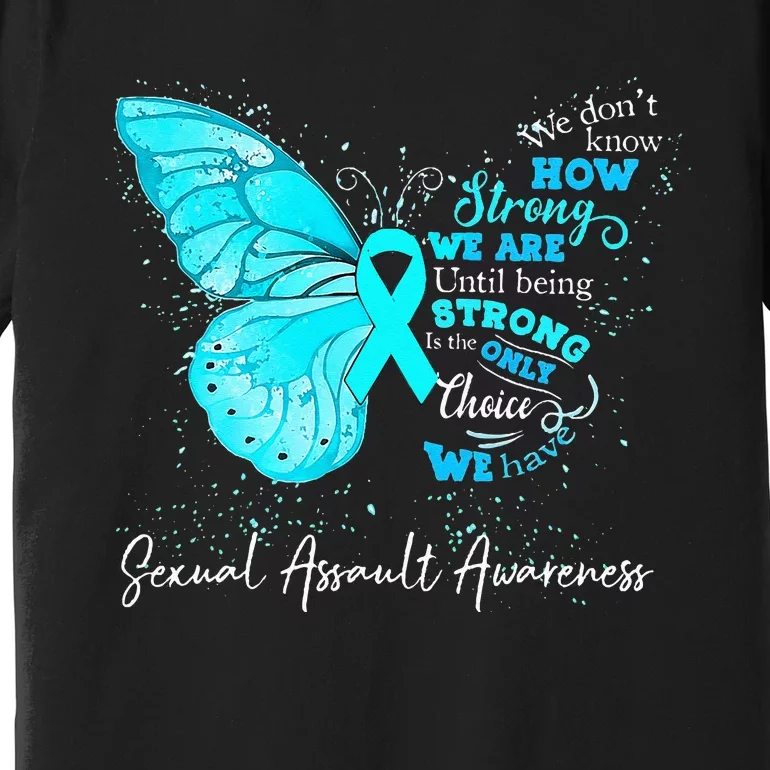 Sexual Assault Awareness Teal Ribbon Butterfly Premium T-Shirt