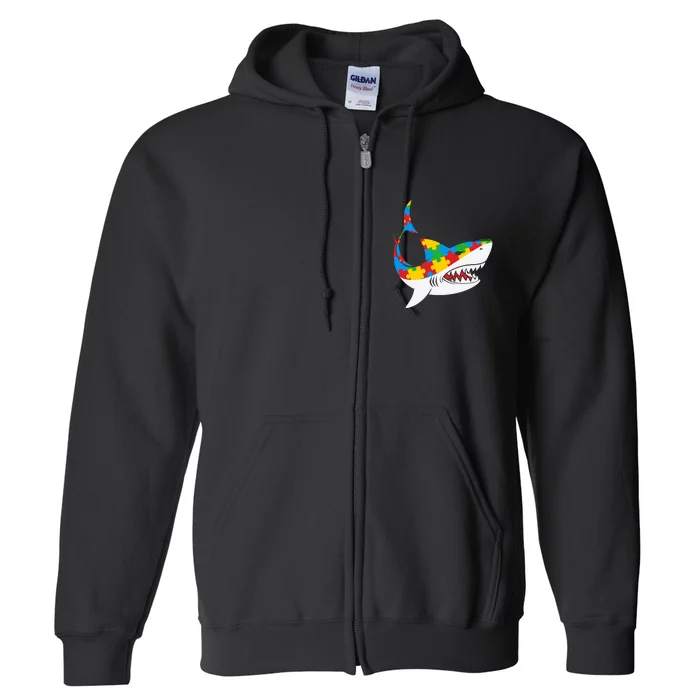 Shark Autism Awarness Shark Mama Autism Awareness Mother's Day Full Zip Hoodie