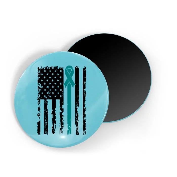 Sexual Assault Awareness Teal Ribbon American Flag Meaningful Gift Magnet