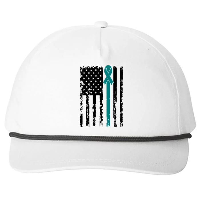 Sexual Assault Awareness Teal Ribbon American Flag Meaningful Gift Snapback Five-Panel Rope Hat