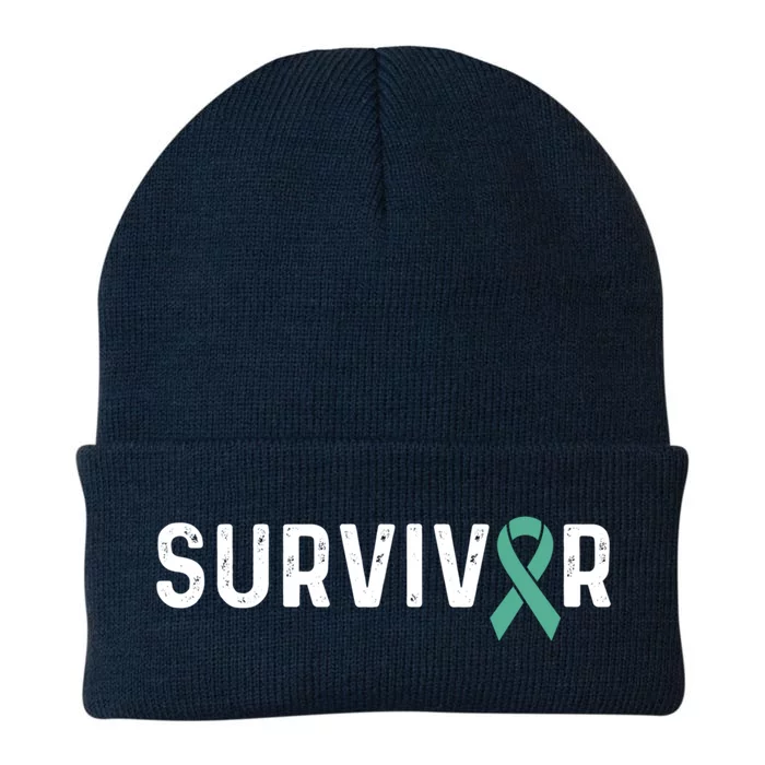 Sexual Assault Awareness Teal Ribbon Survivor Funny Gift Knit Cap Winter Beanie