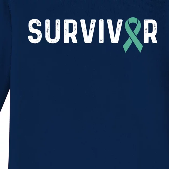 Sexual Assault Awareness Teal Ribbon Survivor Funny Gift Baby Long Sleeve Bodysuit