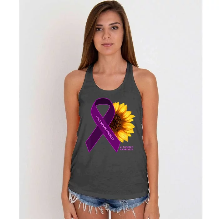 Sunflower Alzheimers Awareness Women's Knotted Racerback Tank