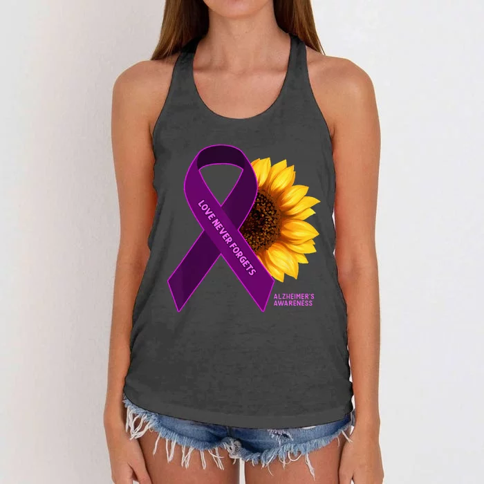 Sunflower Alzheimers Awareness Women's Knotted Racerback Tank