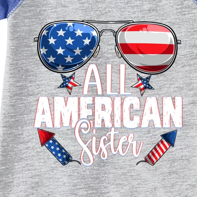 Sunglasses All American Sister 4th Of July Sis Usa Flag Gift Infant Baby Jersey Bodysuit