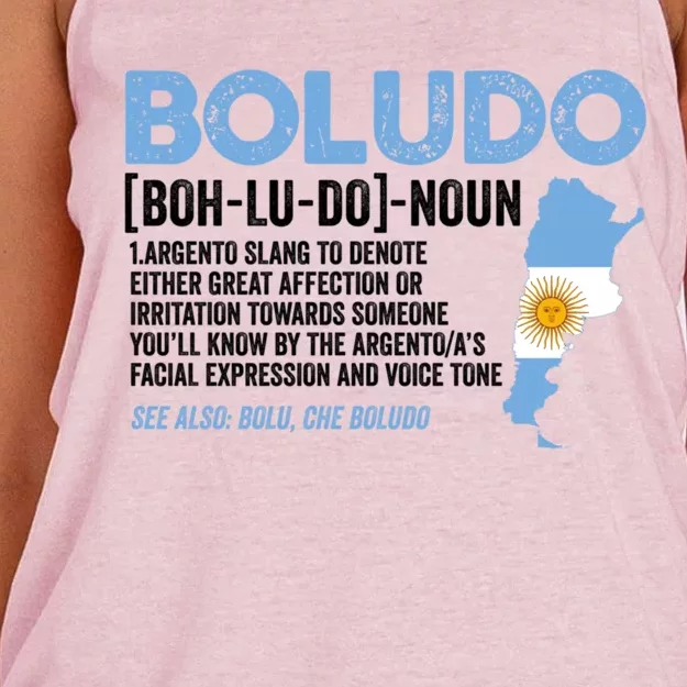 Sarcastic Argentinian Argentina Funny Boludo Definition Meaningful Gift Women's Knotted Racerback Tank