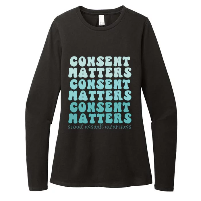 Sexual Assault Awareness Month Consent Matters Teal Ribbon Womens CVC Long Sleeve Shirt