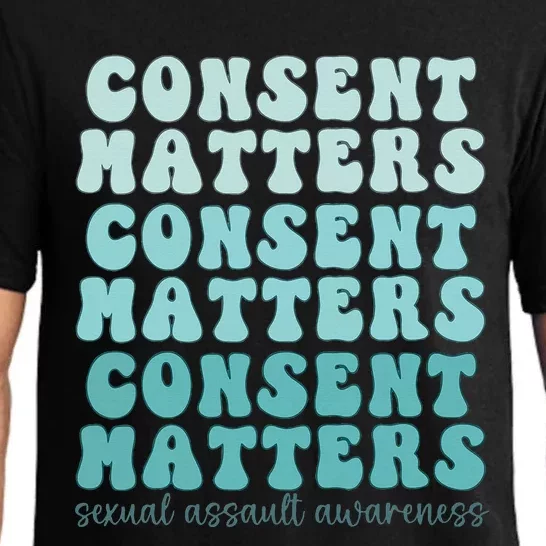 Sexual Assault Awareness Month Consent Matters Teal Ribbon Pajama Set