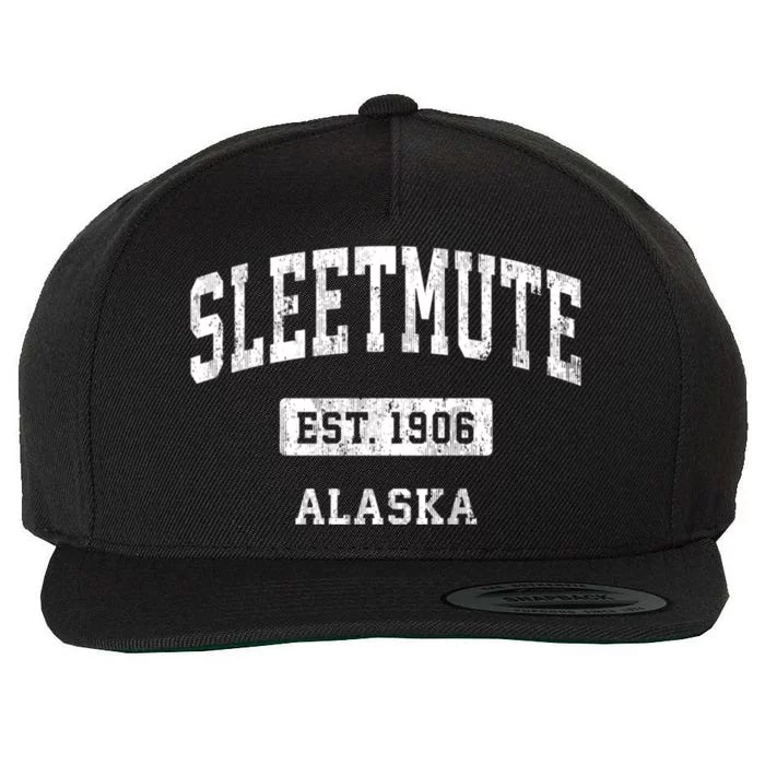 Sleetmute Alaska Ak Vintage Sports Wool Snapback Cap