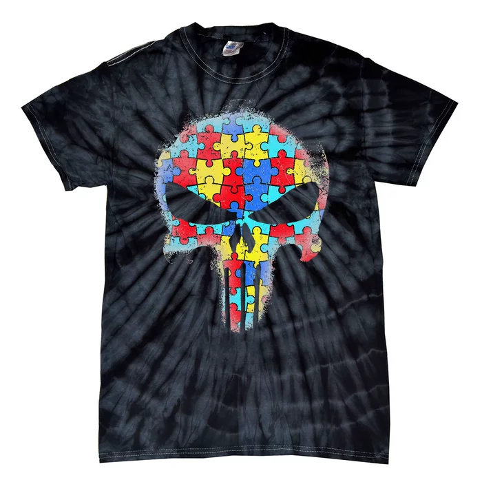 Skull Autism Awareness Tee Mom Dad Autism Tie-Dye T-Shirt