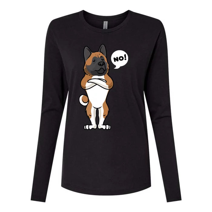 Stubborn American Akita Dog Womens Cotton Relaxed Long Sleeve T-Shirt