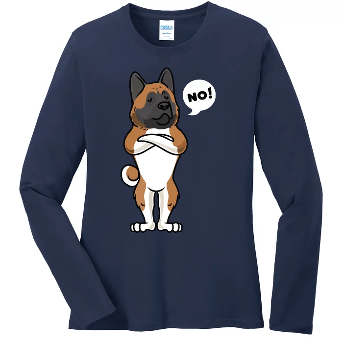 Stubborn American Akita Dog Ladies Long Sleeve Shirt