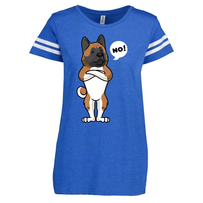 Stubborn American Akita Dog Enza Ladies Jersey Football T-Shirt